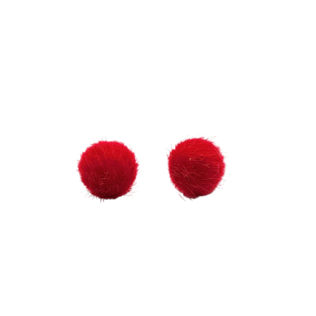 EARRINGS WITH HAIRY FABRIC RED2